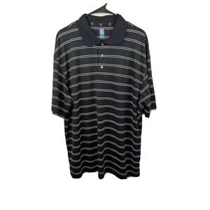 PGA Tour-Golf Polo Shirt, Mens XXL, 3 Button Collar, Black/White Short Sleeves